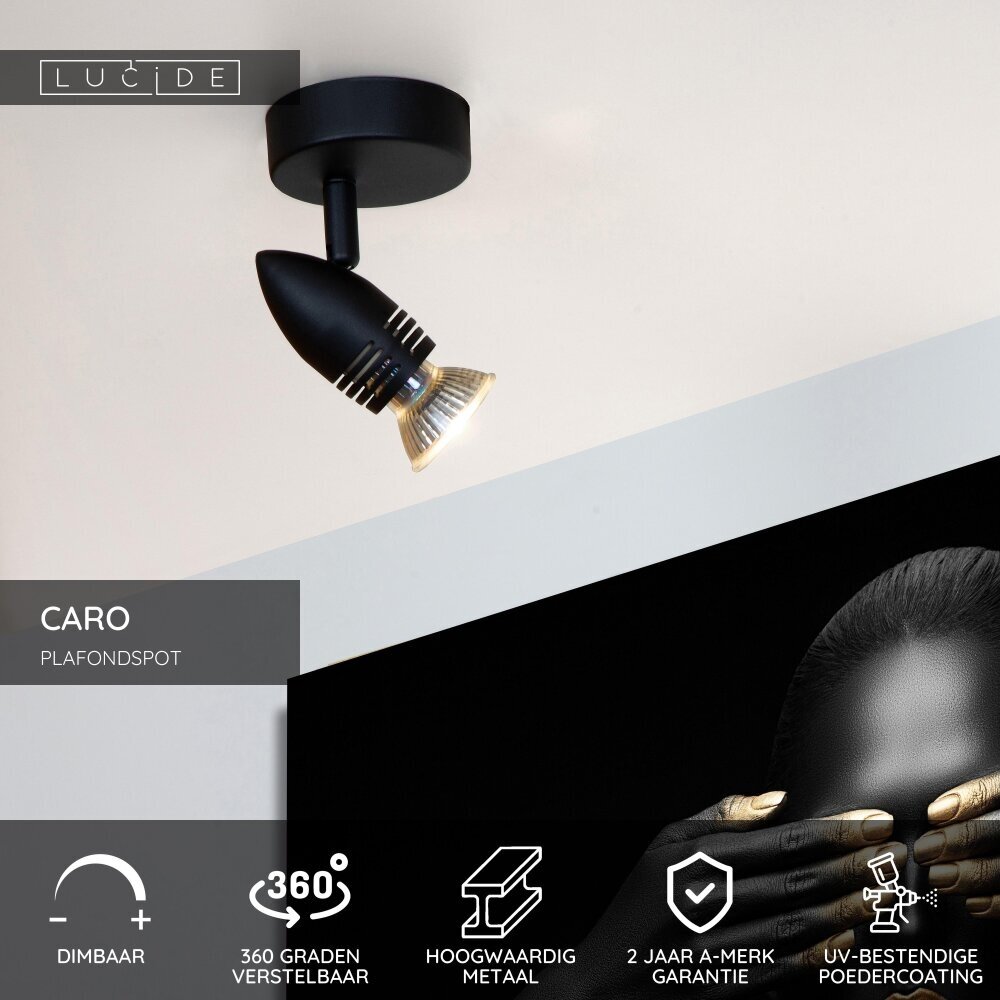 Lucide CARO - Plafondspot - Ø 9 cm - 1xGU10 (MR16) - Zwart