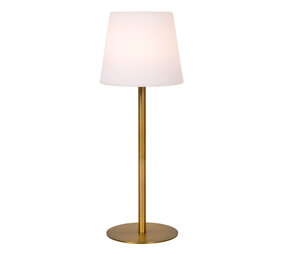 Lucide TYON - Oplaadbare Tafellamp Binnen/Buiten - Accu/Batterij - Ø 15 cm - LED Dimb. - 1x2W 2700K - IP65 - Mat Goud / Messing Lucide TYON - Oplaadbare Tafellamp Binnen/Buiten - Accu/Batterij - Ø 15 cm - LED Dimb. - 1x2W 2700K - IP65 - Mat Goud / Messing