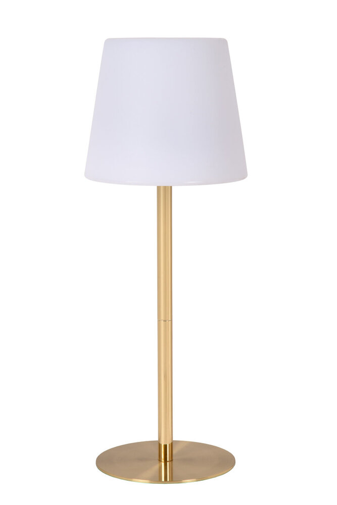 Lucide TYON - Oplaadbare Tafellamp Binnen/Buiten - Accu/Batterij - Ø 15 cm - LED Dimb. - 1x2W 2700K - IP65 - Mat Goud / Messing Lucide TYON - Oplaadbare Tafellamp Binnen/Buiten - Accu/Batterij - Ø 15 cm - LED Dimb. - 1x2W 2700K - IP65 - Mat Goud / Messing