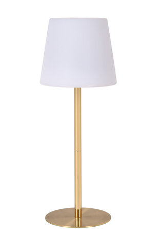 Lucide TYON - Oplaadbare Tafellamp Binnen/Buiten - Accu/Batterij - Ø 15 cm - LED Dimb. - 1x2W 2700K - IP65 - Mat Goud / Messing Lucide TYON - Oplaadbare Tafellamp Binnen/Buiten - Accu/Batterij - Ø 15 cm - LED Dimb. - 1x2W 2700K - IP65 - Mat Goud / Messing