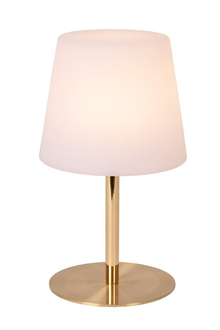 Lucide TYON - Oplaadbare Tafellamp Binnen/Buiten - Accu/Batterij - Ø 15 cm - LED Dimb. - 1x2W 2700K - IP65 - Mat Goud / Messing Lucide TYON - Oplaadbare Tafellamp Binnen/Buiten - Accu/Batterij - Ø 15 cm - LED Dimb. - 1x2W 2700K - IP65 - Mat Goud / Messing