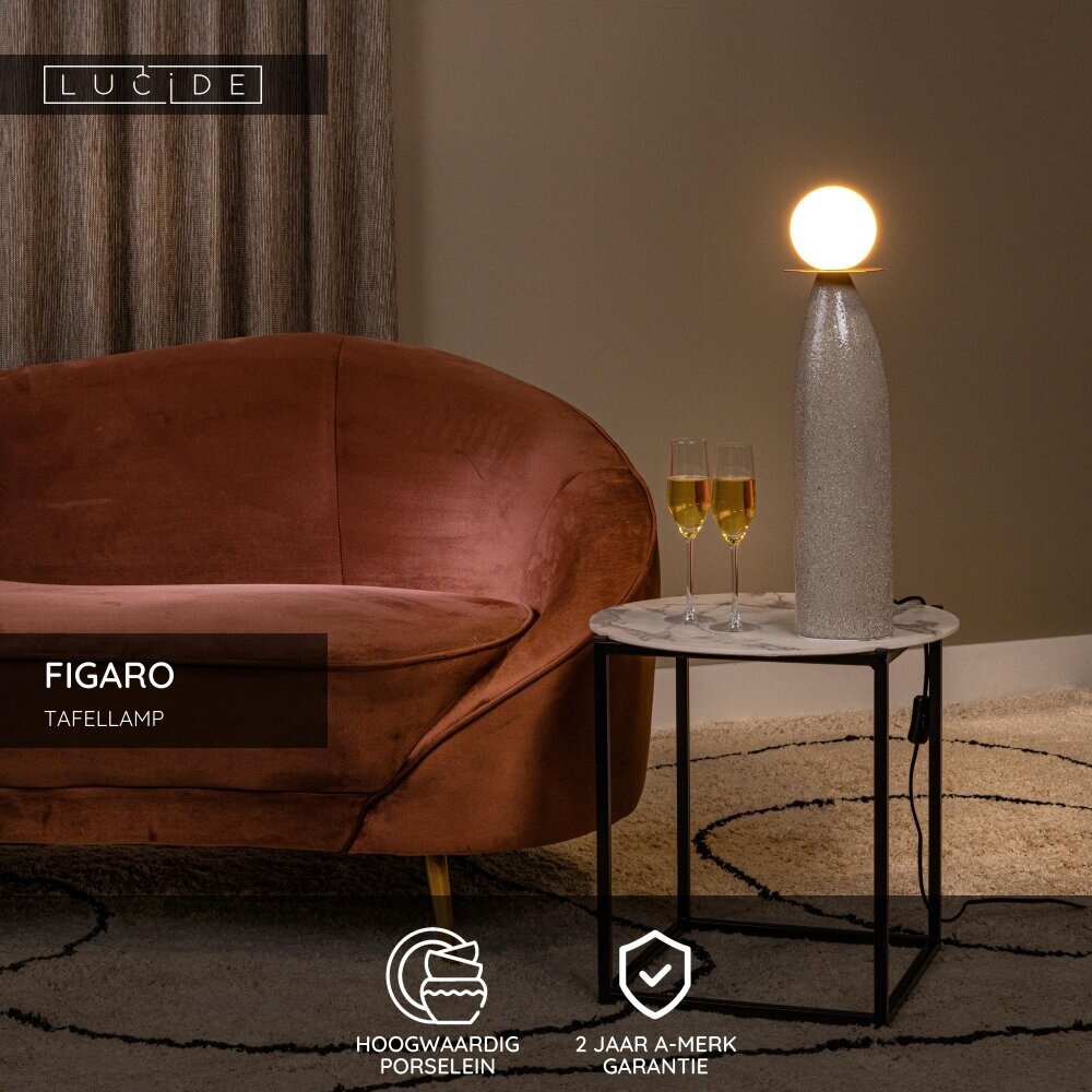 Lucide FIGARO - Tafellamp - Ø 12 cm, H 53,5cm - 1xG9 - Grijs