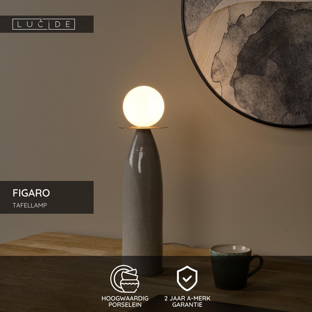 Lucide FIGARO - Tafellamp - Ø 12 cm, H 48 cm - 1xG9 - Grijs Lucide FIGARO - Tafellamp - Ø 12 cm, H 48 cm - 1xG9 - Grijs