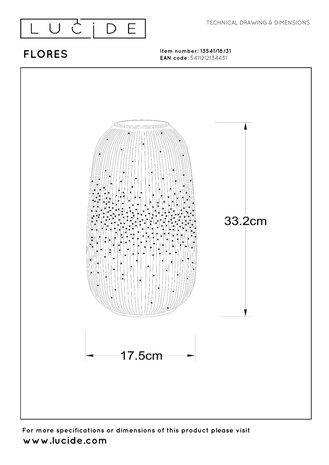 Lucide FLORES - Tafellamp - Ø 17,5 cm - 1xE14 - Wit Lucide FLORES - Tafellamp - Ø 17,5 cm - 1xE14 - Wit