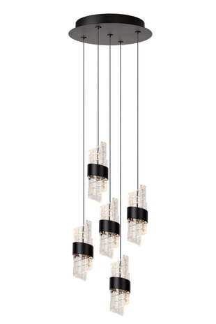 Lucide KLIGANDE - Hanglamp - Ø 30 cm - LED Dimb. - 5x8W 2700K - Zwart Lucide KLIGANDE - Hanglamp - Ø 30 cm - LED Dimb. - 5x8W 2700K - Zwart