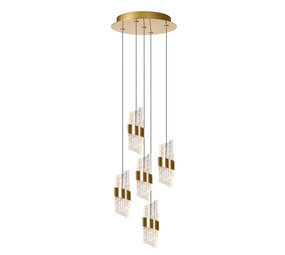 Lucide KLIGANDE - Hanglamp - Ø 30 cm - LED Dimb. - 5x8W 2700K - Mat Goud / Messing