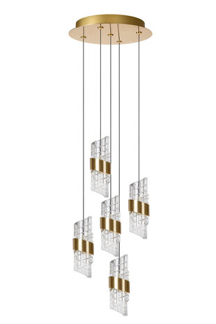 Lucide KLIGANDE - Hanglamp - Ø 30 cm - LED Dimb. - 5x8W 2700K - Mat Goud / Messing Lucide KLIGANDE - Hanglamp - Ø 30 cm - LED Dimb. - 5x8W 2700K - Mat Goud / Messing