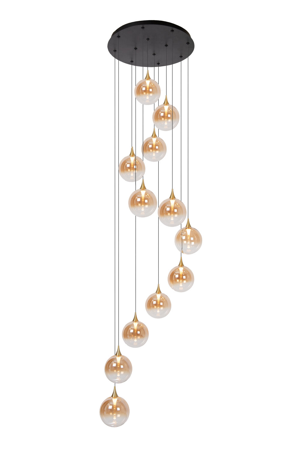 Lucide GISELA - Hanglamp - Ø 61 cm - LED Dimb. - 12x3,5W 2700K - Geschikt voor vide en hoge plafonds - Amber - Premium