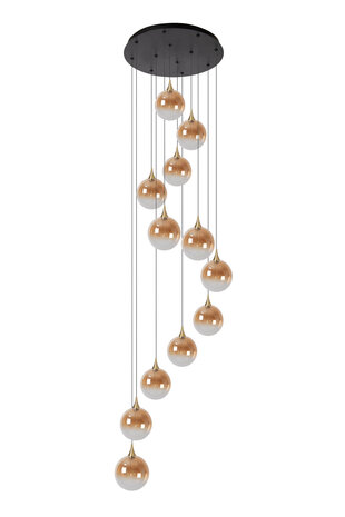 Lucide GISELA - Hanglamp - Ø 61 cm - LED Dimb. - 12x3,5W 2700K - Geschikt voor vide en hoge plafonds - Amber - Premium Lucide GISELA - Hanglamp - Ø 61 cm - LED Dimb. - 12x3,5W 2700K - Geschikt voor vide en hoge plafonds - Amber - Premium