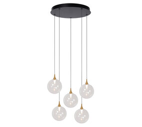 Lucide GISELA - Hanglamp - Ø 48 cm - LED Dimb. - 5x3,8W 2700K - Transparant - Premium