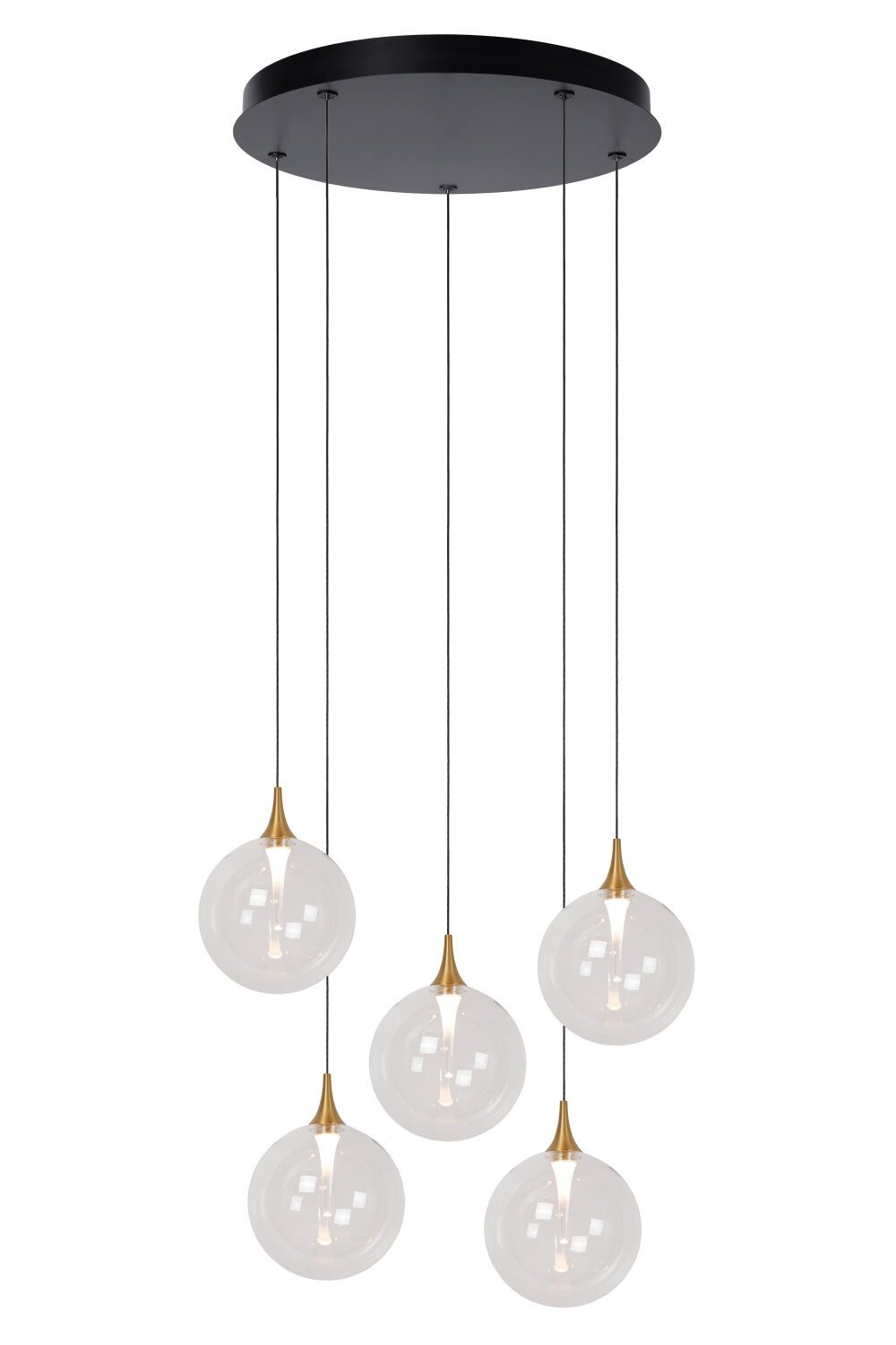 Lucide GISELA - Hanglamp - Ø 48 cm - LED Dimb. - 5x3,8W 2700K - Transparant - Premium