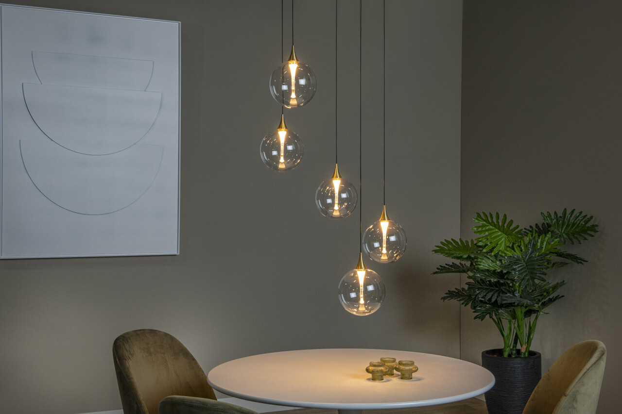 Lucide GISELA - Hanglamp - Ø 48 cm - LED Dimb. - 5x3,8W 2700K - Transparant - Premium Lucide GISELA - Hanglamp - Ø 48 cm - LED Dimb. - 5x3,8W 2700K - Transparant - Premium
