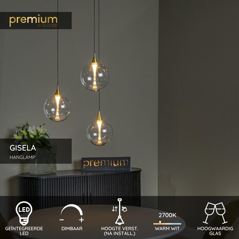 Lucide GISELA - Hanglamp - Ø 36 cm - LED Dimb. - 3x4,3W 2700K - Transparant - Premium Lucide GISELA - Hanglamp - Ø 36 cm - LED Dimb. - 3x4,3W 2700K - Transparant - Premium