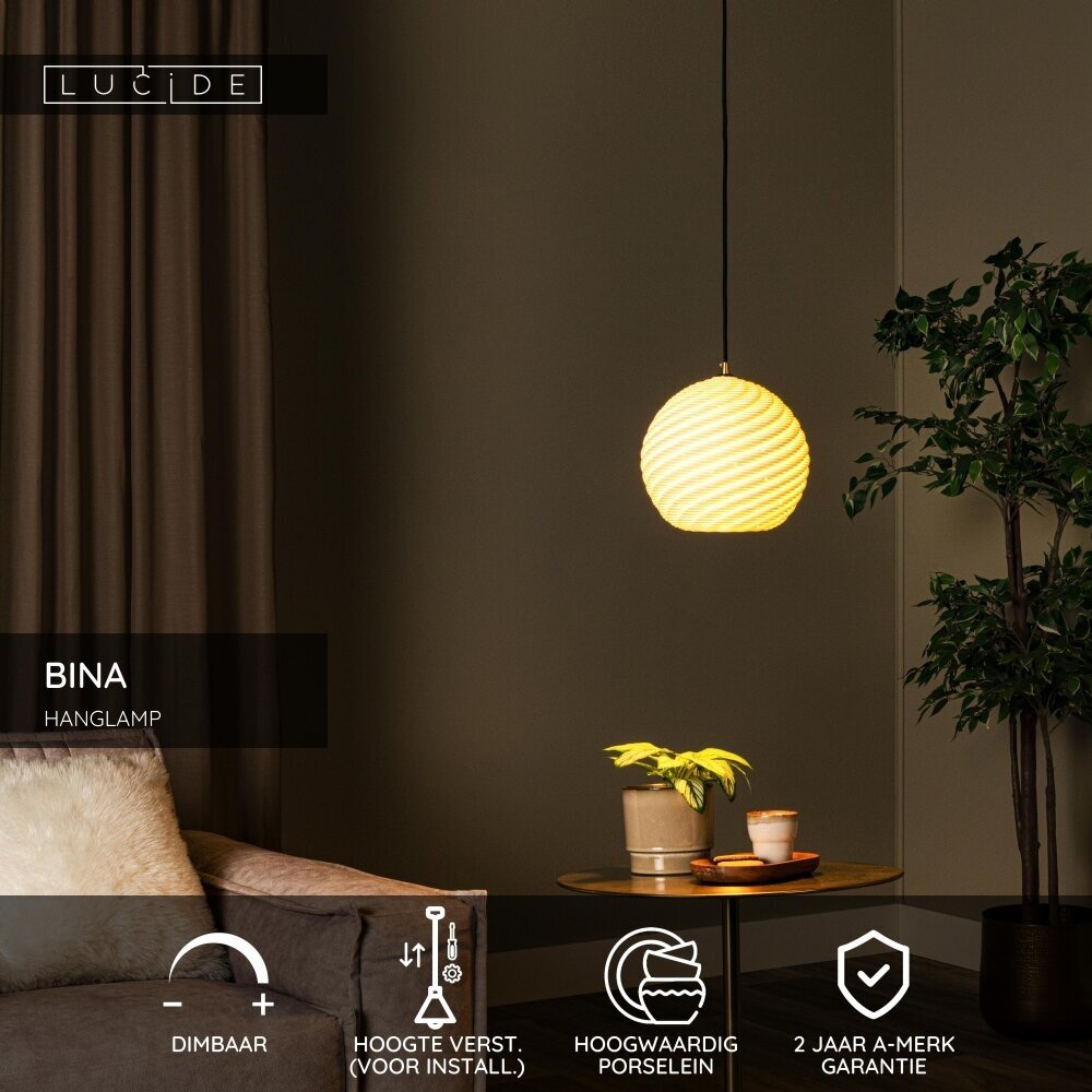 Lucide BINA - Hanglamp - Ø 25 cm - 1xE27 - Wit Lucide BINA - Hanglamp - Ø 25 cm - 1xE27 - Wit