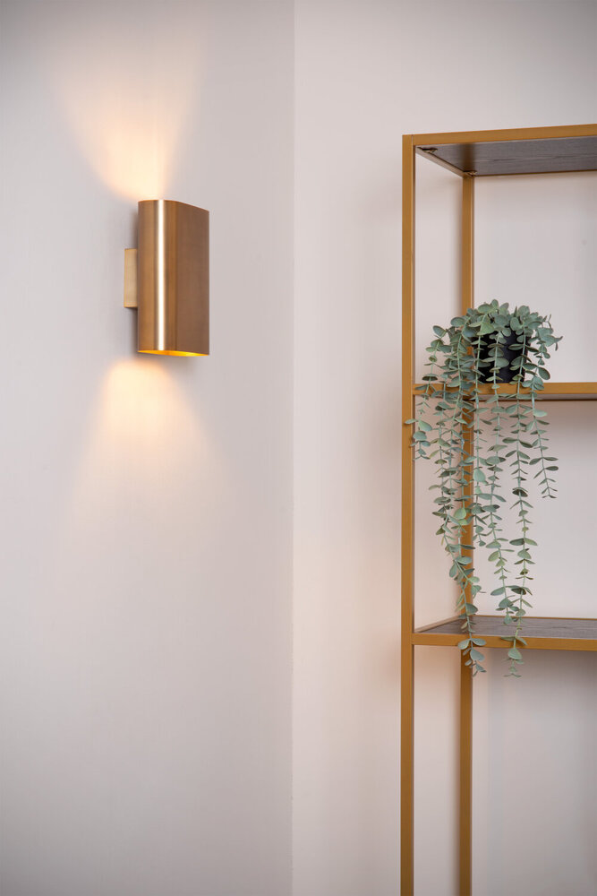 Lucide OVALIS - Wandlamp - 2xE14 - Mat Goud / Messing Lucide OVALIS - Wandlamp - 2xE14 - Mat Goud / Messing