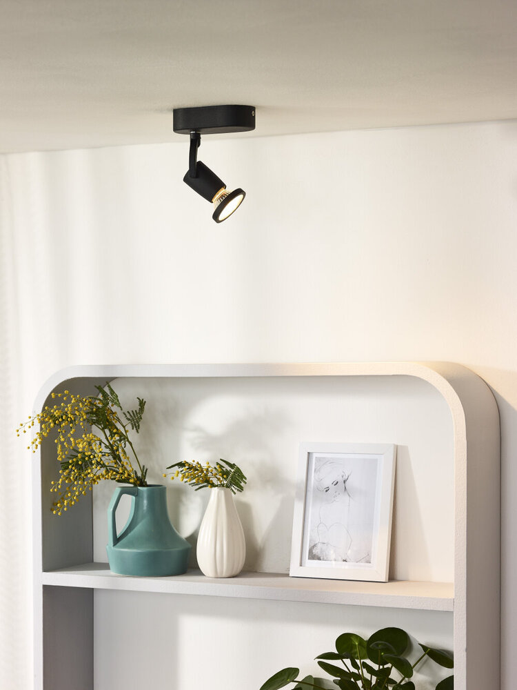 Lucide JASTER-LED - Plafondspot - LED - GU10 (MR16) - 1x5W 2700K - Zwart Lucide JASTER-LED - Plafondspot - LED - GU10 (MR16) - 1x5W 2700K - Zwart