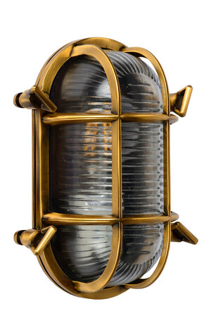 Lucide DUDLEY - Wandlamp Binnen/Buiten - 1xE27 - IP65 - Mat Goud / Messing