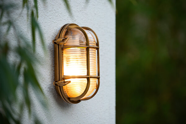 Lucide DUDLEY - Wandlamp Binnen/Buiten - 1xE27 - IP65 - Mat Goud / Messing
