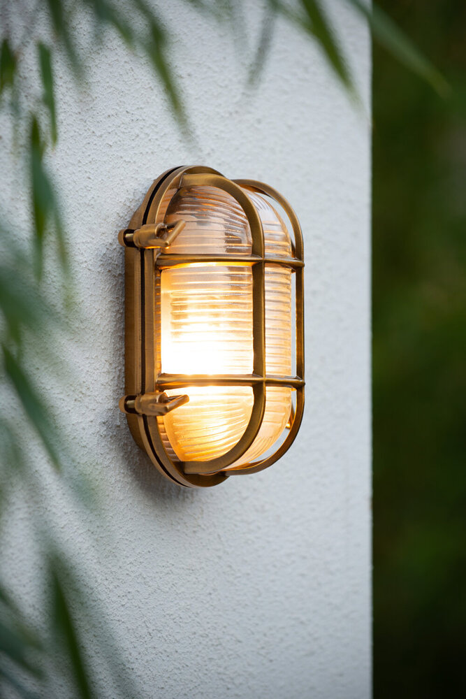 Lucide DUDLEY - Wandlamp Binnen/Buiten - 1xE27 - IP65 - Mat Goud / Messing