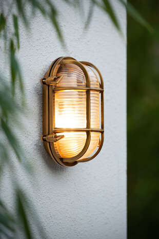 Lucide DUDLEY - Wandlamp Binnen/Buiten - 1xE27 - IP65 - Mat Goud / Messing