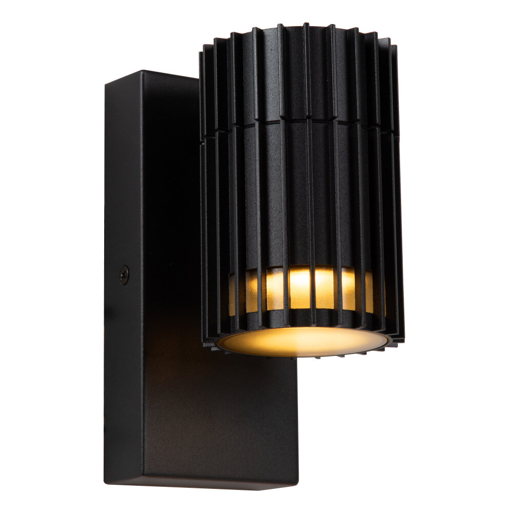 Lucide TIMBALA - Wandspot / Wandlamp Binnen/Buiten - 1xGU10 (MR16) - IP44 - Zwart - Essential