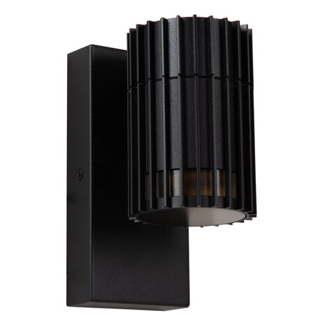 Lucide TIMBALA - Wandspot / Wandlamp Binnen/Buiten - 1xGU10 (MR16) - IP44 - Zwart - Essential