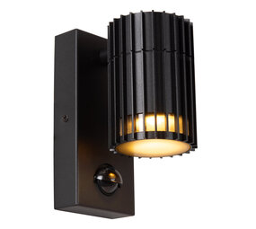 Lucide TIMBALA - Wandspot / Wandlamp Binnen/Buiten - 1xGU10 (MR16) - IP44 - Beweging & dag/nacht sensor - Zwart - Essential Lucide TIMBALA - Wandspot / Wandlamp Binnen/Buiten - 1xGU10 (MR16) - IP44 - Beweging & dag/nacht sensor - Zwart - Essential