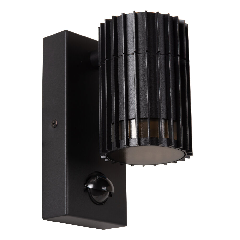 Lucide TIMBALA - Wandspot / Wandlamp Binnen/Buiten - 1xGU10 (MR16) - IP44 - Beweging & dag/nacht sensor - Zwart - Essential Lucide TIMBALA - Wandspot / Wandlamp Binnen/Buiten - 1xGU10 (MR16) - IP44 - Beweging & dag/nacht sensor - Zwart - Essential