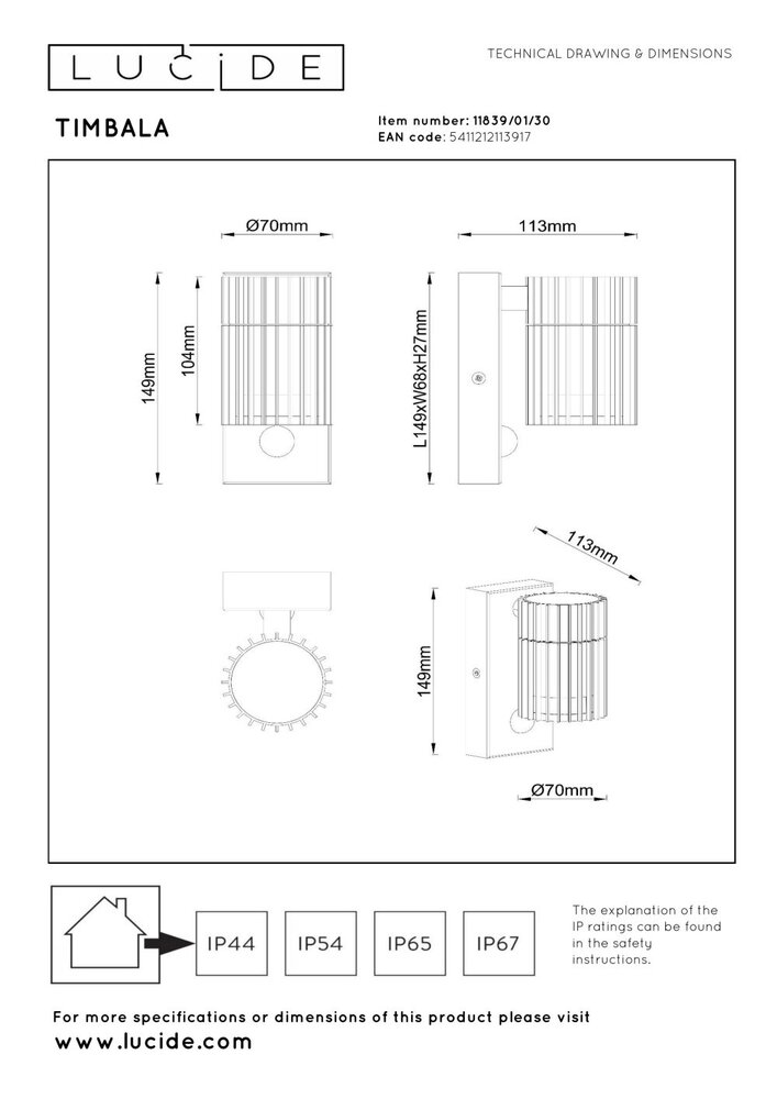 Lucide TIMBALA - Wandspot / Wandlamp Binnen/Buiten - 1xGU10 (MR16) - IP44 - Beweging & dag/nacht sensor - Zwart - Essential Lucide TIMBALA - Wandspot / Wandlamp Binnen/Buiten - 1xGU10 (MR16) - IP44 - Beweging & dag/nacht sensor - Zwart - Essential