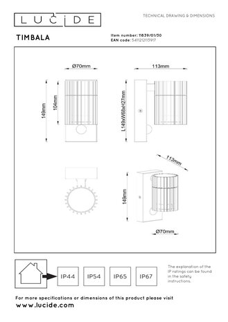 Lucide TIMBALA - Wandspot / Wandlamp Binnen/Buiten - 1xGU10 (MR16) - IP44 - Beweging & dag/nacht sensor - Zwart - Essential Lucide TIMBALA - Wandspot / Wandlamp Binnen/Buiten - 1xGU10 (MR16) - IP44 - Beweging & dag/nacht sensor - Zwart - Essential