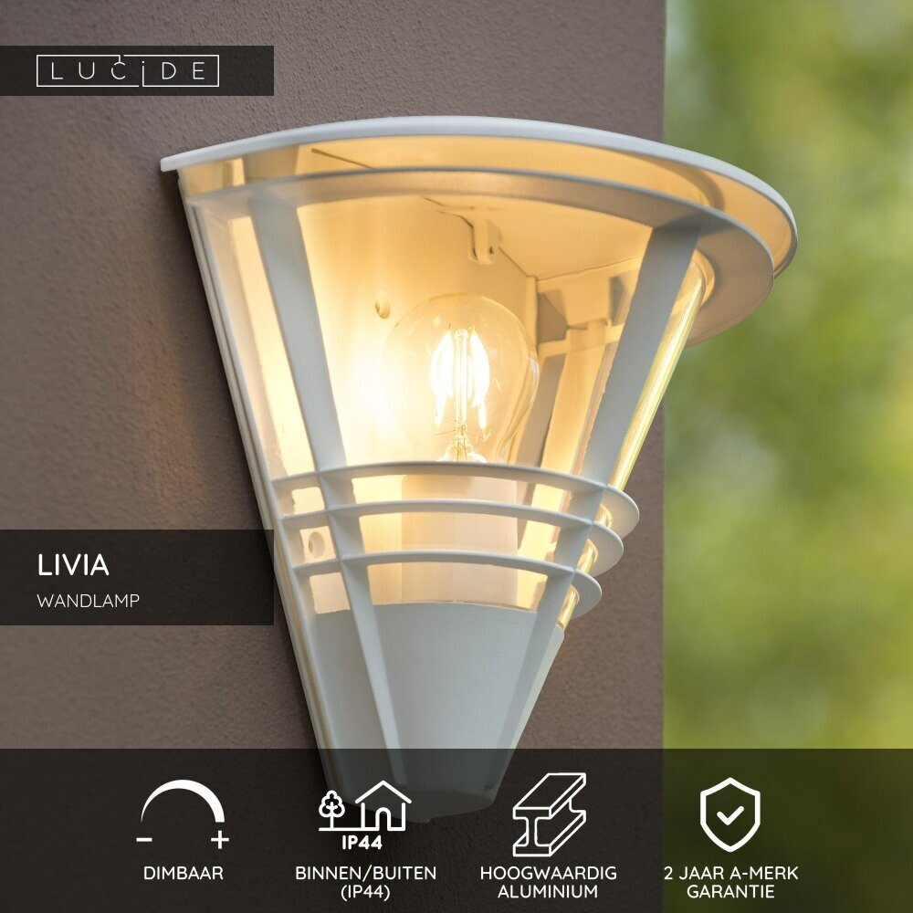 Lucide LIVIA - Wandlamp Binnen/Buiten - 1xE27 - IP44 - Wit Lucide LIVIA - Wandlamp Binnen/Buiten - 1xE27 - IP44 - Wit