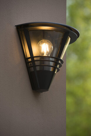 Lucide LIVIA - Wandlamp Binnen/Buiten - 1xE27 - IP44 - Zwart Lucide LIVIA - Wandlamp Binnen/Buiten - 1xE27 - IP44 - Zwart