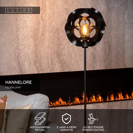 Lucide HANNELORE - Vloerlamp - Ø 30 cm - 1xE27 - Zwart Lucide HANNELORE - Vloerlamp - Ø 30 cm - 1xE27 - Zwart