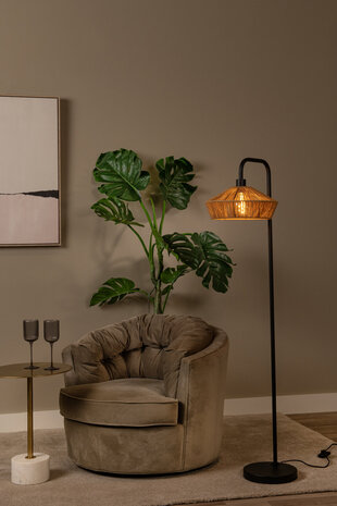 Lucide YUNKAI - Vloerlamp - Ø 40 cm - 1xE27 - Naturel