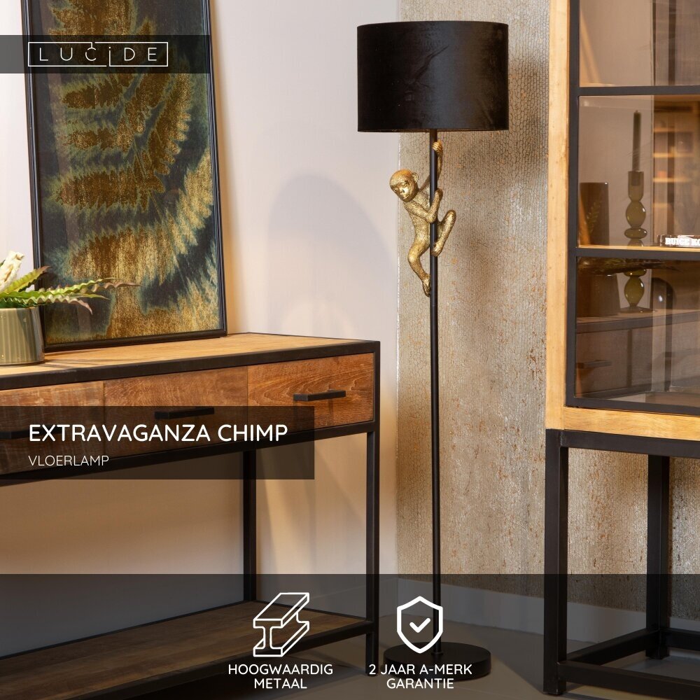 Lucide EXTRAVAGANZA CHIMP - Vloerlamp - Ø 35 cm - 1xE27 - Zwart