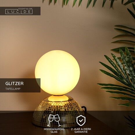 Lucide GLITZER - Tafellamp - Ø 14 cm - 1xG9 - Goud - Essential