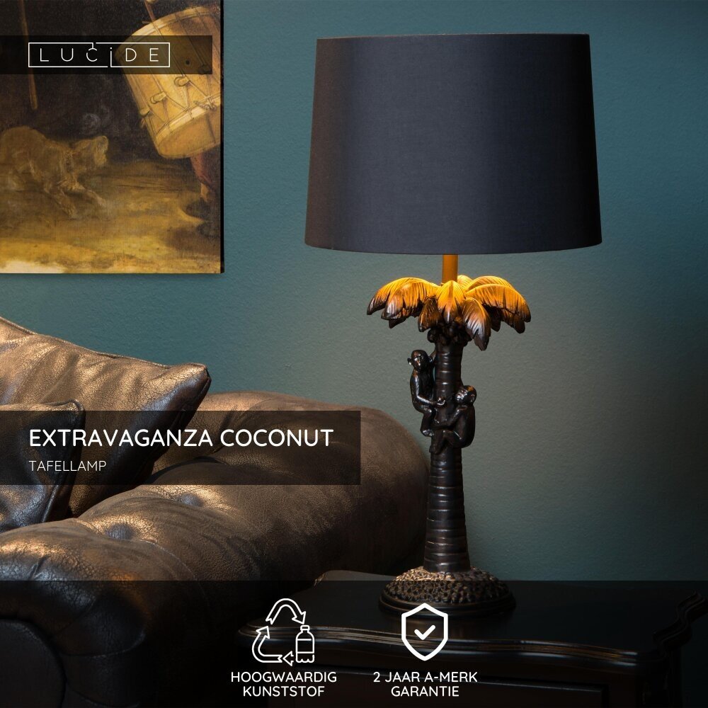 Lucide EXTRAVAGANZA COCONUT - Tafellamp - Ø 30,5 cm - 1xE27 - Zwart Lucide EXTRAVAGANZA COCONUT - Tafellamp - Ø 30,5 cm - 1xE27 - Zwart