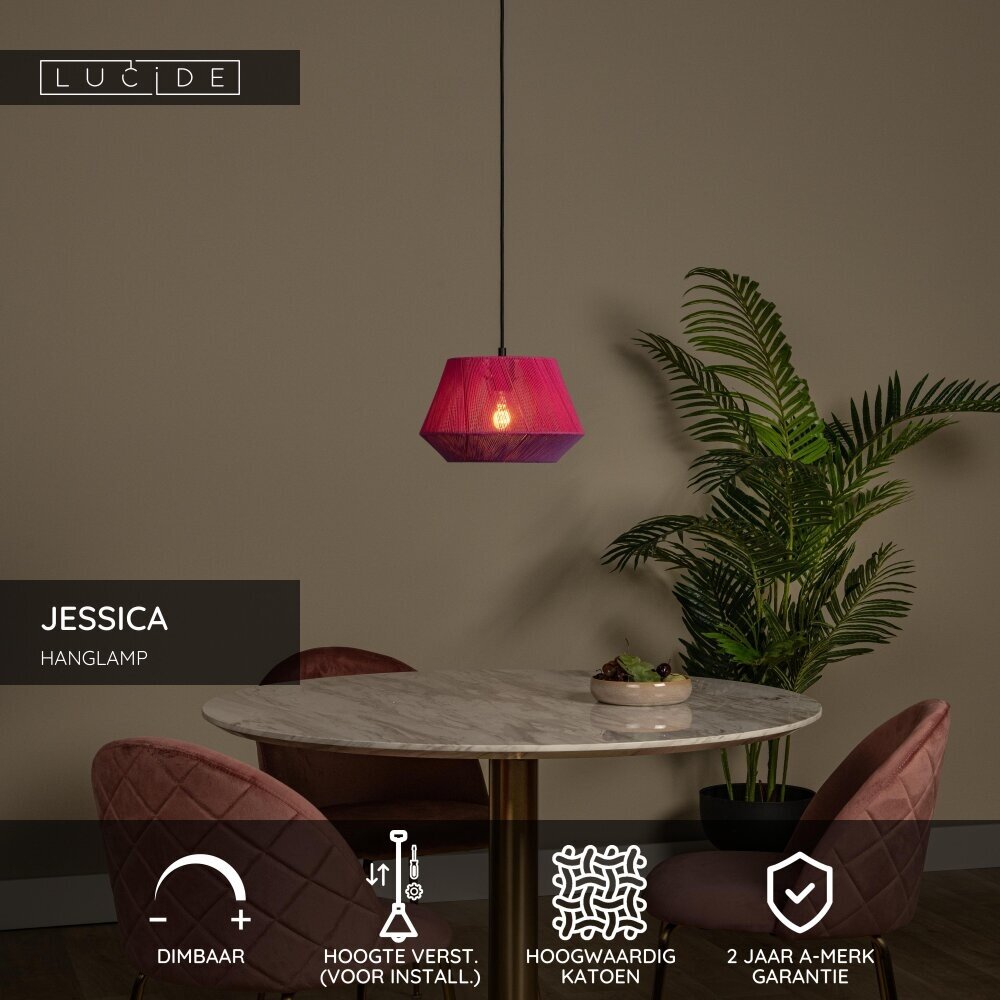 Lucide JESSICA - Hanglamp - Ø 30 cm - 1xE27 - Roze Lucide JESSICA - Hanglamp - Ø 30 cm - 1xE27 - Roze