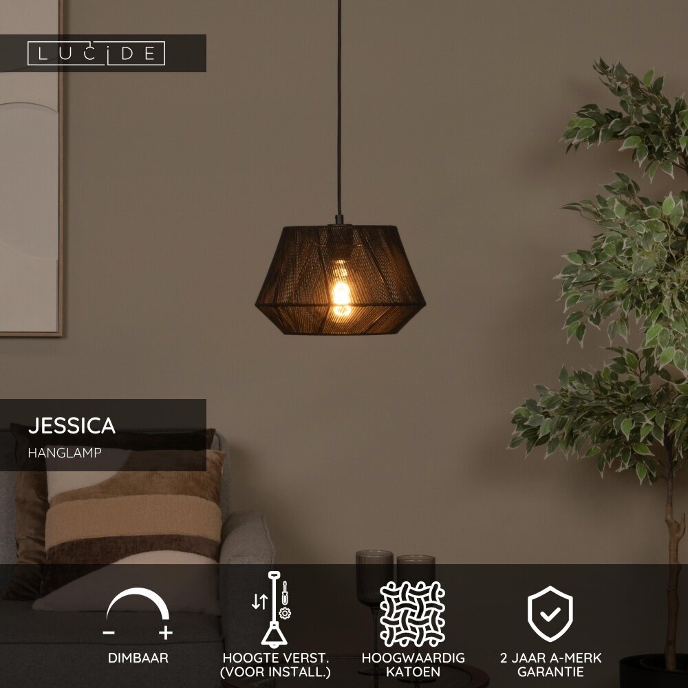 Lucide JESSICA - Hanglamp - Ø 30 cm - 1xE27 - Zwart Lucide JESSICA - Hanglamp - Ø 30 cm - 1xE27 - Zwart