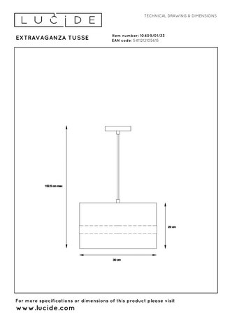Lucide EXTRAVAGANZA TUSSE - Hanglamp - Ø 30 cm - 1xE27 - Groen Lucide EXTRAVAGANZA TUSSE - Hanglamp - Ø 30 cm - 1xE27 - Groen