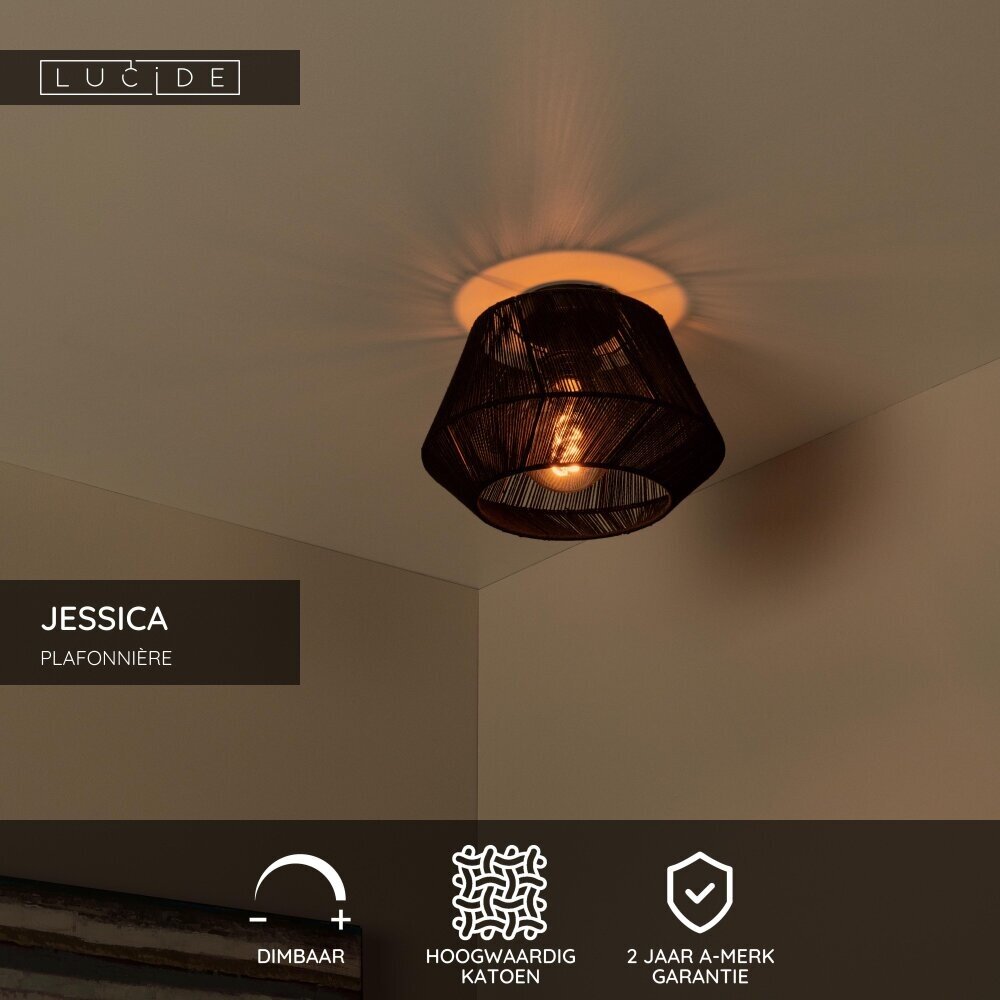 Lucide JESSICA - Plafonnière - Ø 30 cm - 1xE27 - Zwart Lucide JESSICA - Plafonnière - Ø 30 cm - 1xE27 - Zwart