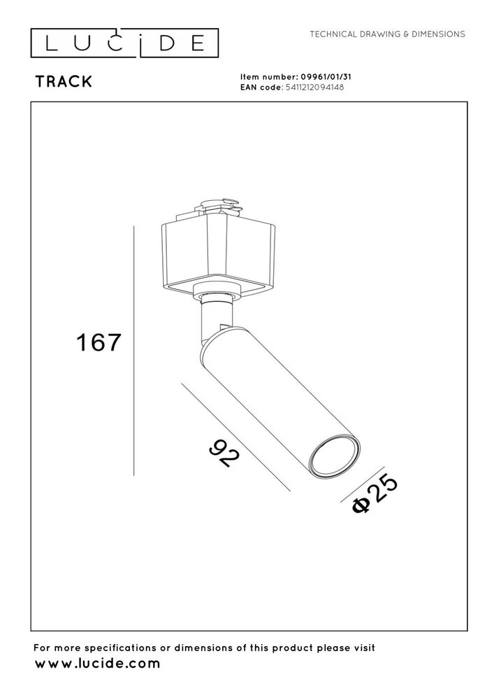 Lucide TRACK KEONI Railspot - 1-fase Railsysteem / Railverlichting - 1xG9 - Wit Lucide TRACK KEONI Railspot - 1-fase Railsysteem / Railverlichting - 1xG9 - Wit