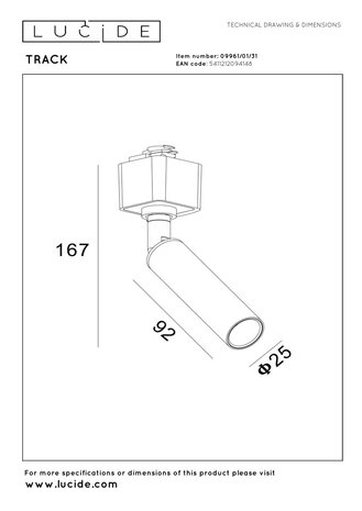 Lucide TRACK KEONI Railspot - 1-fase Railsysteem / Railverlichting - 1xG9 - Wit Lucide TRACK KEONI Railspot - 1-fase Railsysteem / Railverlichting - 1xG9 - Wit