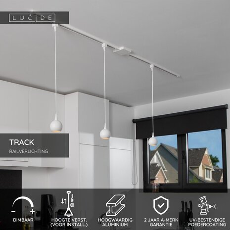Lucide TRACK FAVORI Hanglamp - 1-fase Railsysteem / Railverlichting - 1xGU10 - Wit (Uitbreiding) Lucide TRACK FAVORI Hanglamp - 1-fase Railsysteem / Railverlichting - 1xGU10 - Wit (Uitbreiding)