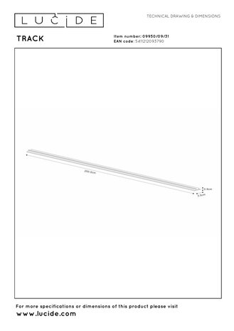 Lucide TRACK Afdekplaat/cover- 1-fase Railsysteem / Railverlichting - 2 meter - Wit (Uitbreiding)