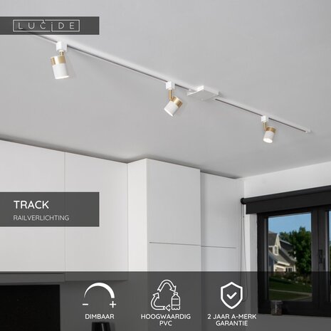 Lucide TRACK L-koppelstuk - 1-fase Railsysteem / Railverlichting - Links -Wit (Uitbreiding)