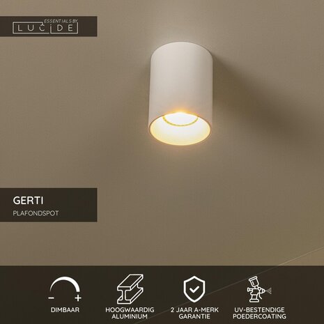 Lucide GERTI - Plafondspot - Ø 8 cm - 1xGU10 (MR16) - Inclusief omwisselbare ringen - Wit - Essential Lucide GERTI - Plafondspot - Ø 8 cm - 1xGU10 (MR16) - Inclusief omwisselbare ringen - Wit - Essential