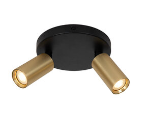 Lucide RITMO - Plafondspot - Ø 15 cm - 2xGU10 (MR11) - Mat Goud / Messing