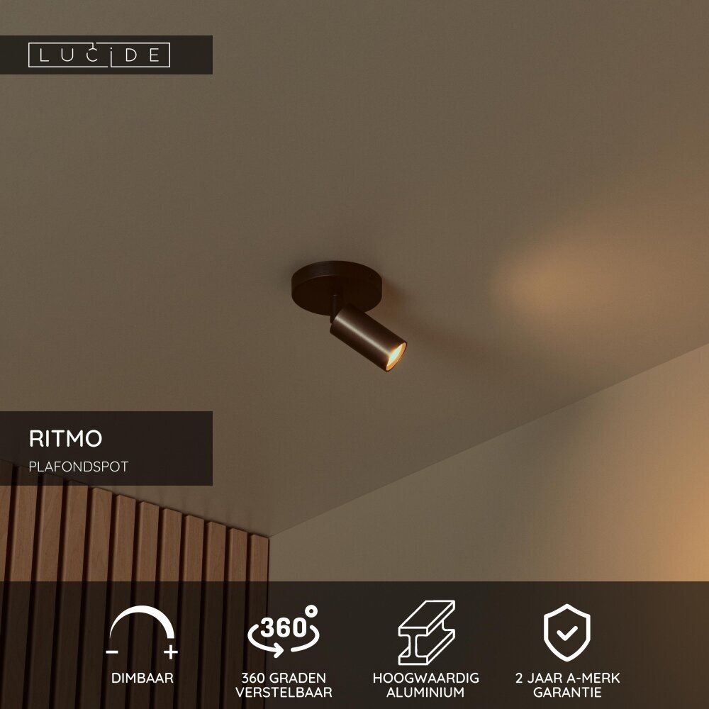 Lucide RITMO - Plafondspot - Ø 10 cm - 1xGU10 (MR11) - Koffie Lucide RITMO - Plafondspot - Ø 10 cm - 1xGU10 (MR11) - Koffie