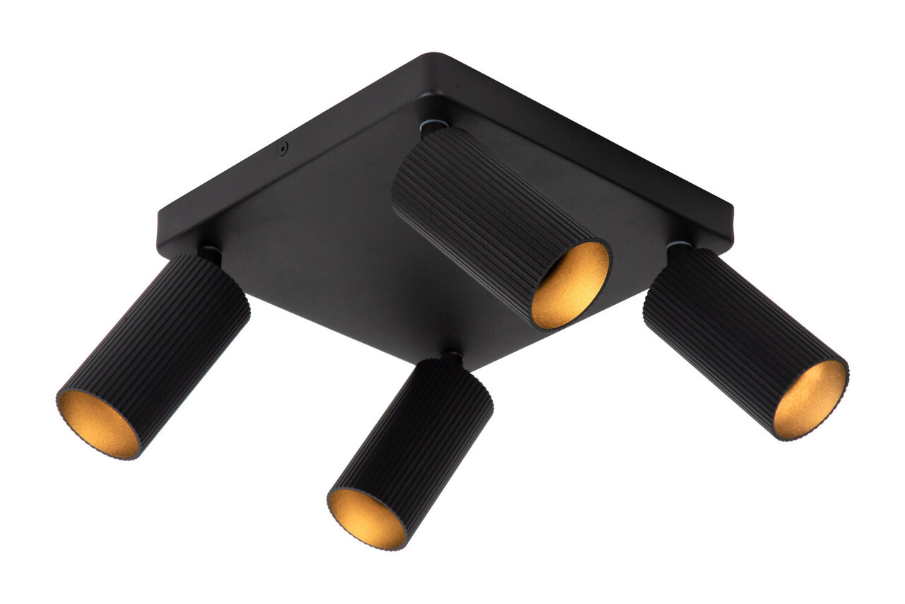 Lucide CLUBS - Plafondspot - 4xGU10 (MR16) - Zwart Lucide CLUBS - Plafondspot - 4xGU10 (MR16) - Zwart